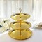 Gold 15" Plastic 3 Tier Metallic Round Cupcake Display Tower Lace Cut Rim Party
